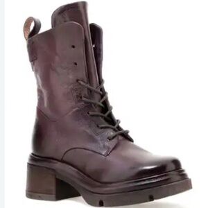 A.S. 98 ELVIN EGGPLANT Leather Lace Up Combat Boots Shoes Size 37 US 7